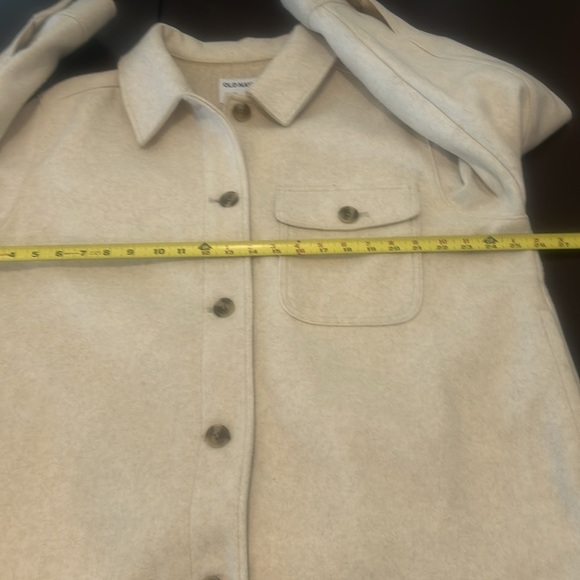Old Navy Oversized Soft Brushed Shacket Heather Oatmeal Button Front XL Petite - Picture 13 of 17